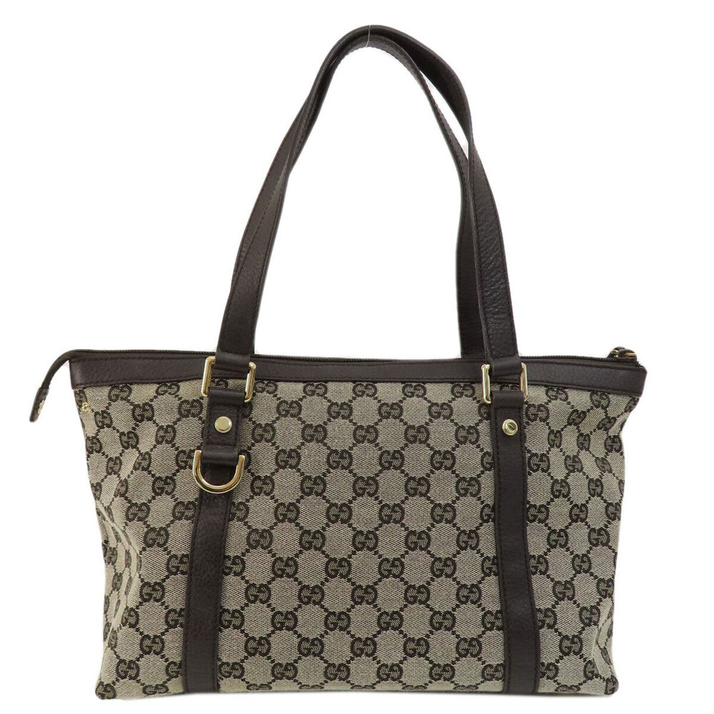 Gucci GG Canvas Abbey tote brown leather - Picture 2 of 11